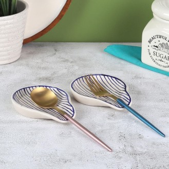 Blue Spiral Circle Ceramic Spoon Rests